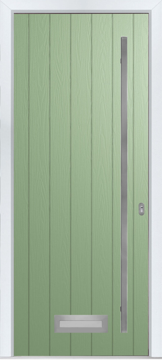 chartwell green composite door with long bar handle